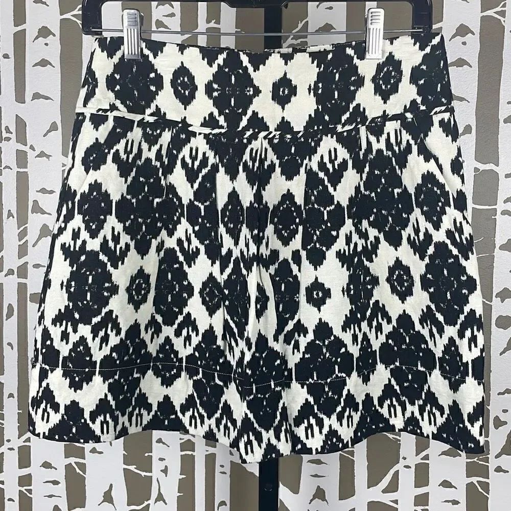 Linen Blend Ikat Print Mini Skirt 00